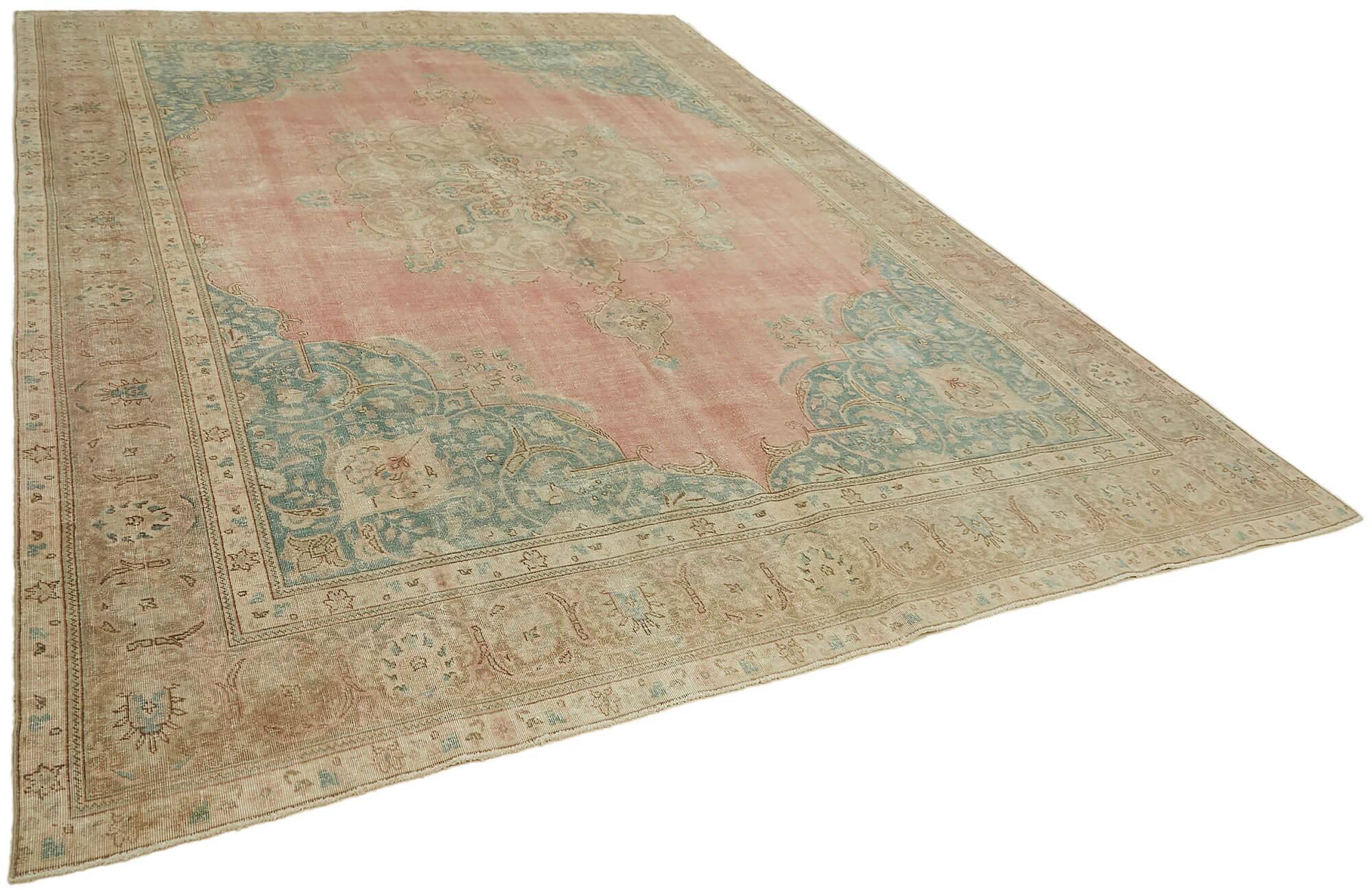 Handmade Turkish Contemporary 1980s 286 cm x 390 cm Beige Wool Carpet