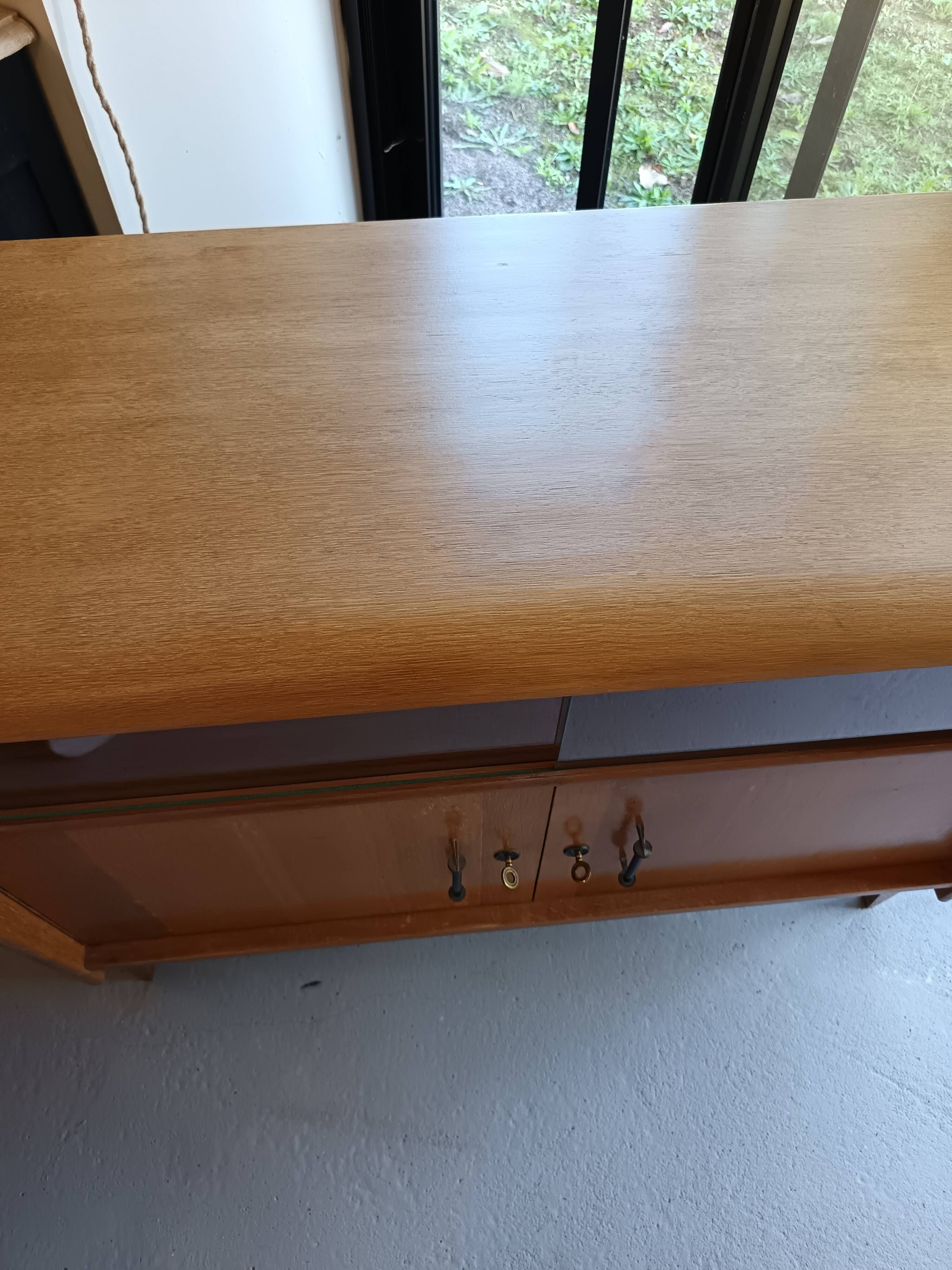 Vintage glass front sideboard from the 1950s - 1960s