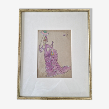 Dessin au crayon gras et à l'encre sur calque - Gerda Wegener (1886-1940)