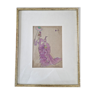 Dessin au crayon gras et à l'encre sur calque - Gerda Wegener (1886-1940)