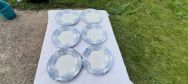 6 assiettes plates en faïence K G Lunéville modèle Mauresque diam 22 cm