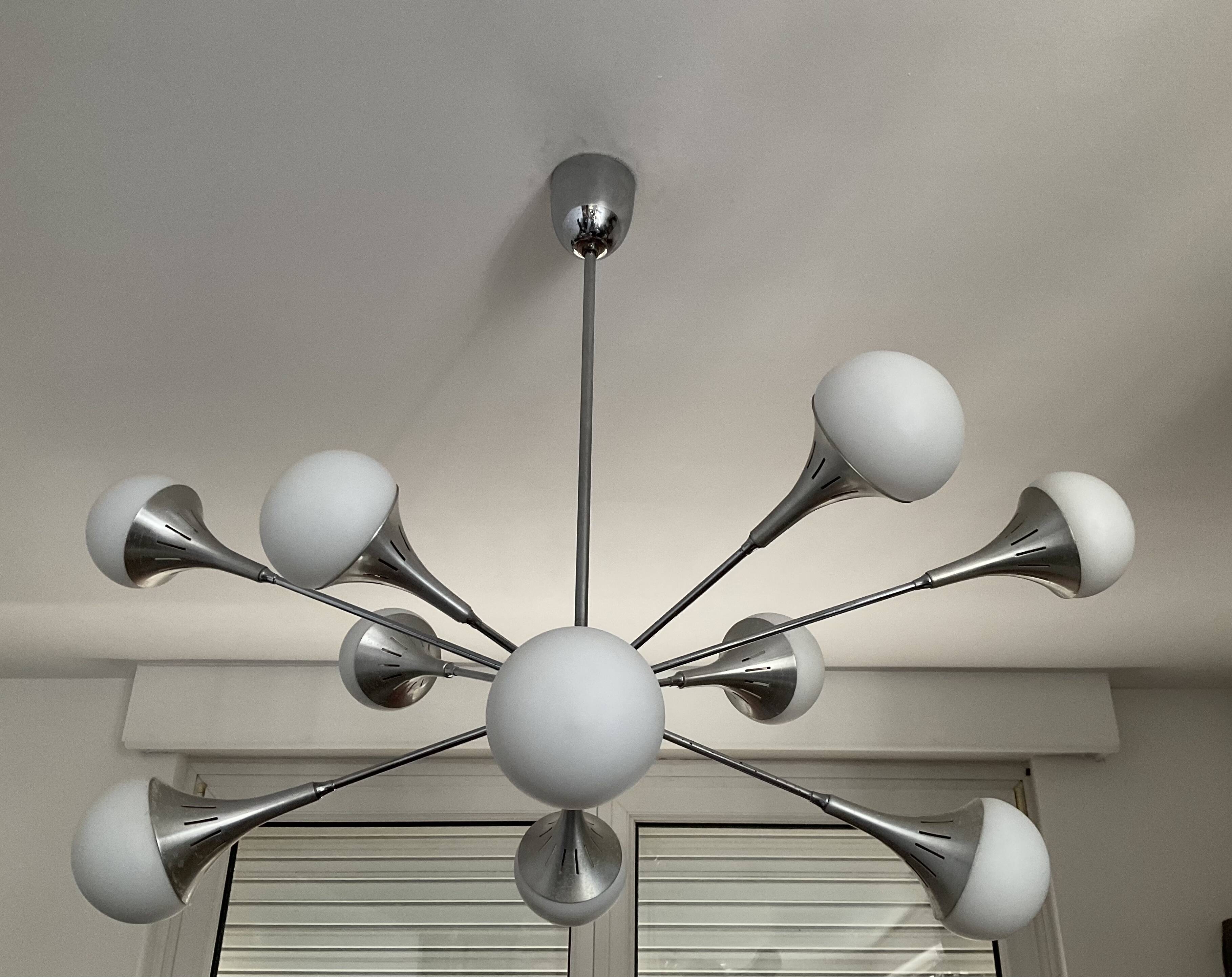 Vintage trumpet chandelier from the 70s