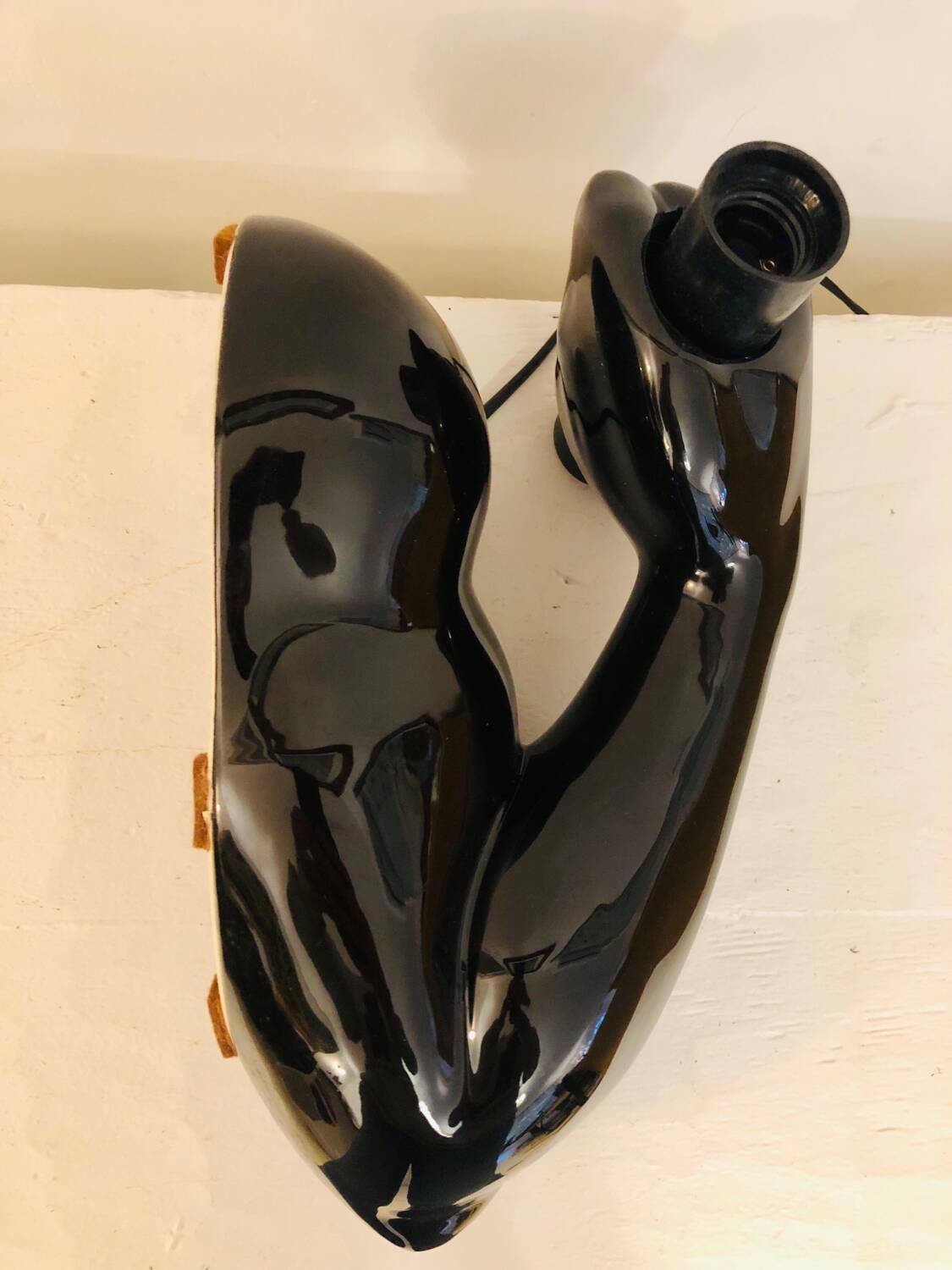 Vintage ceramic dumbbell lamp by JC Peiré