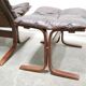 Scandinavian armchair and ottoman Siesta in brown leather by Ingmar Relling for Westnofa editions