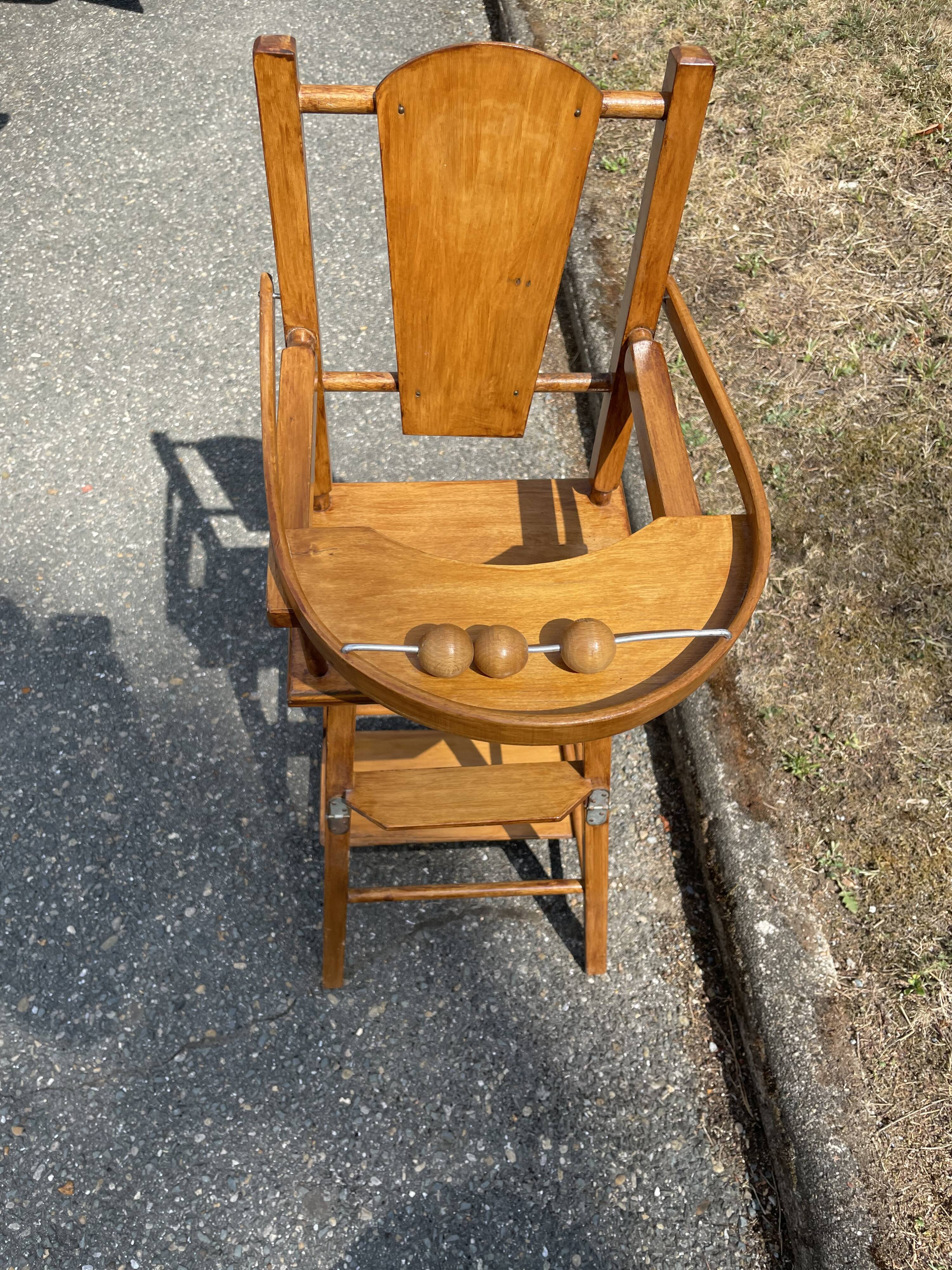 High chair for wooden doll with abacus