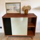 Buffet vitrine vintage pieds compas portes coulissantes