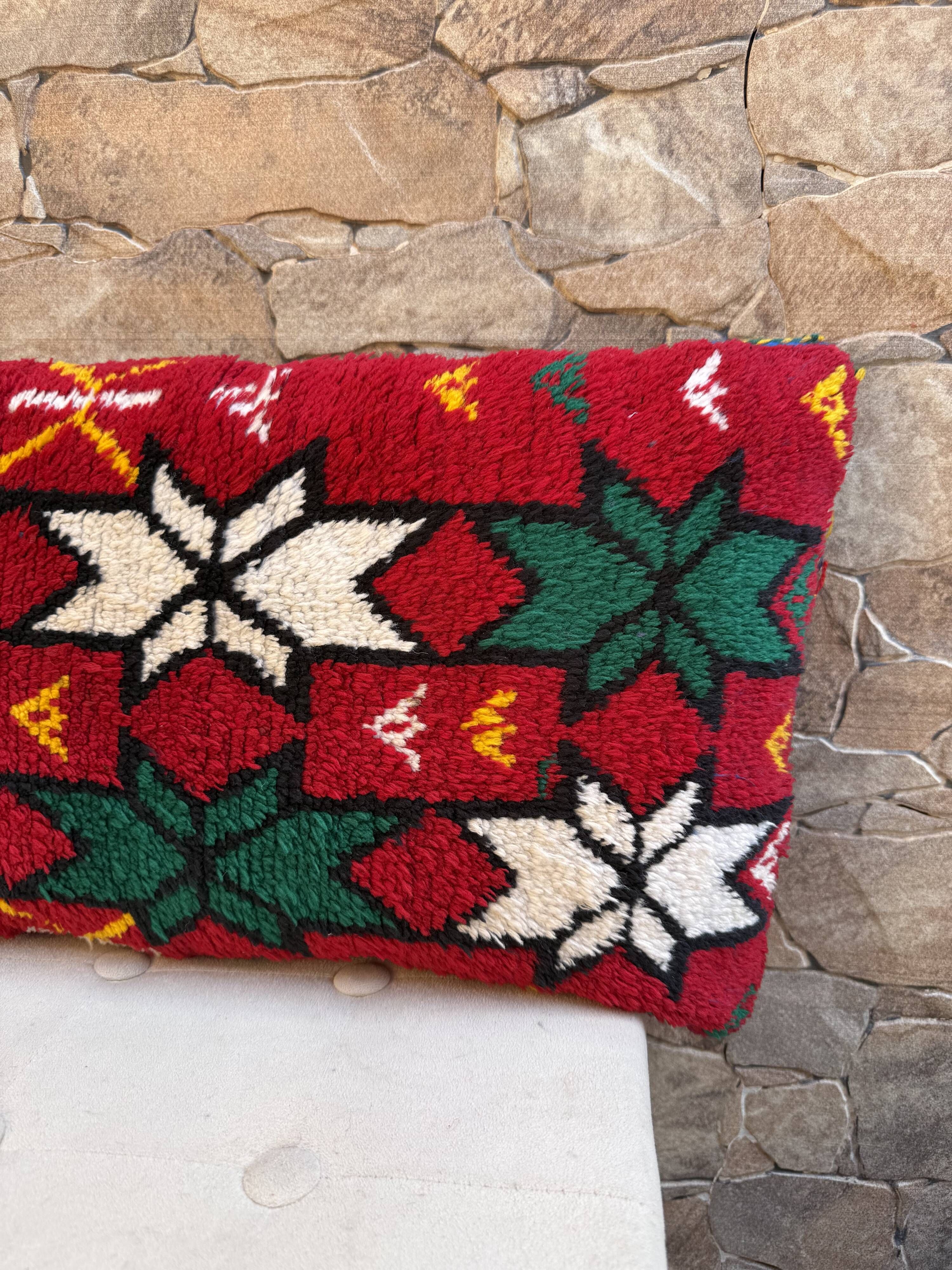 Vintage Berber cushion cover, Moroccan wool cushion.