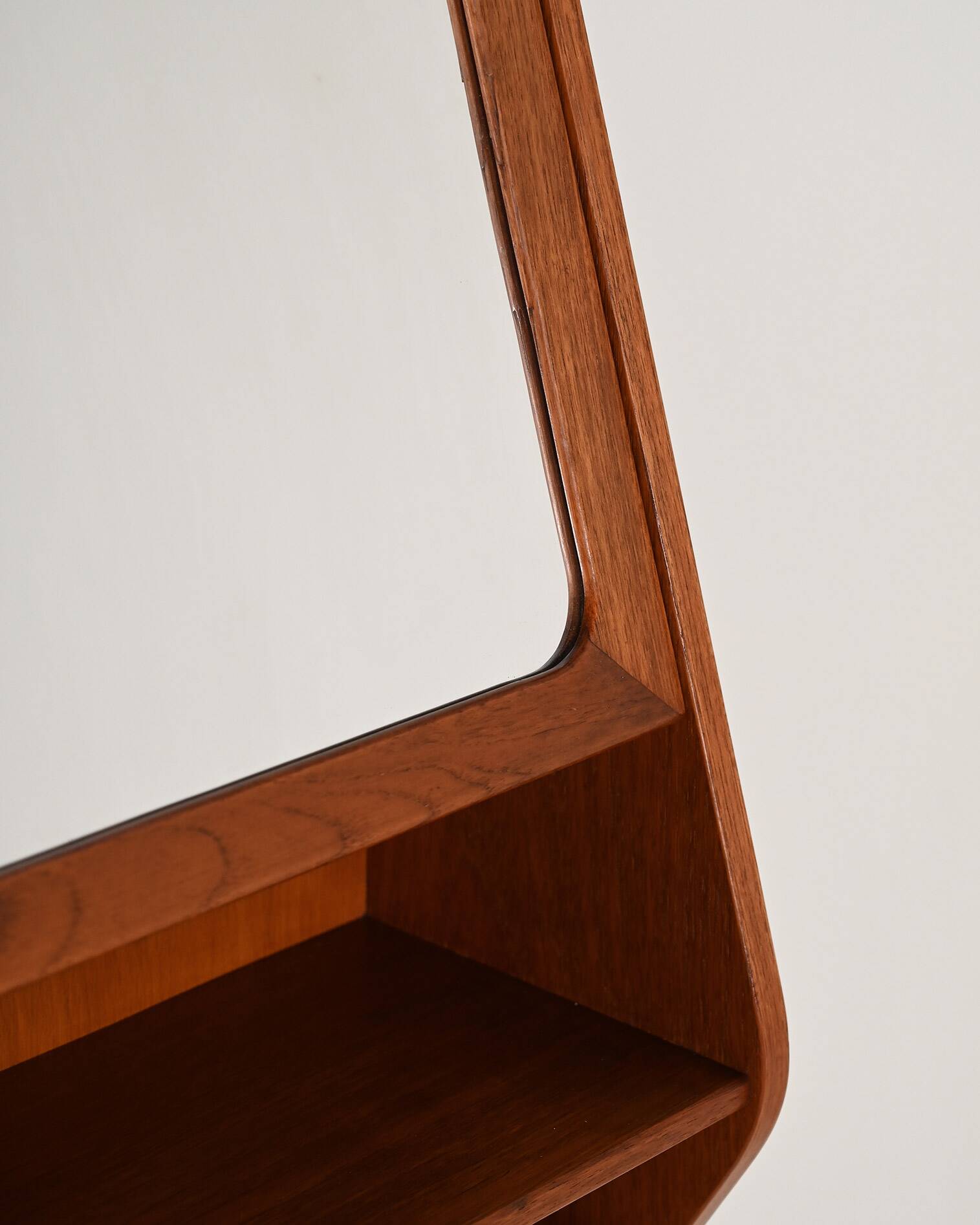 Scandinavian teak wall mirror with storage compartment, 1960s