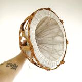 Wooden and fabric pendant light, 50s-60s