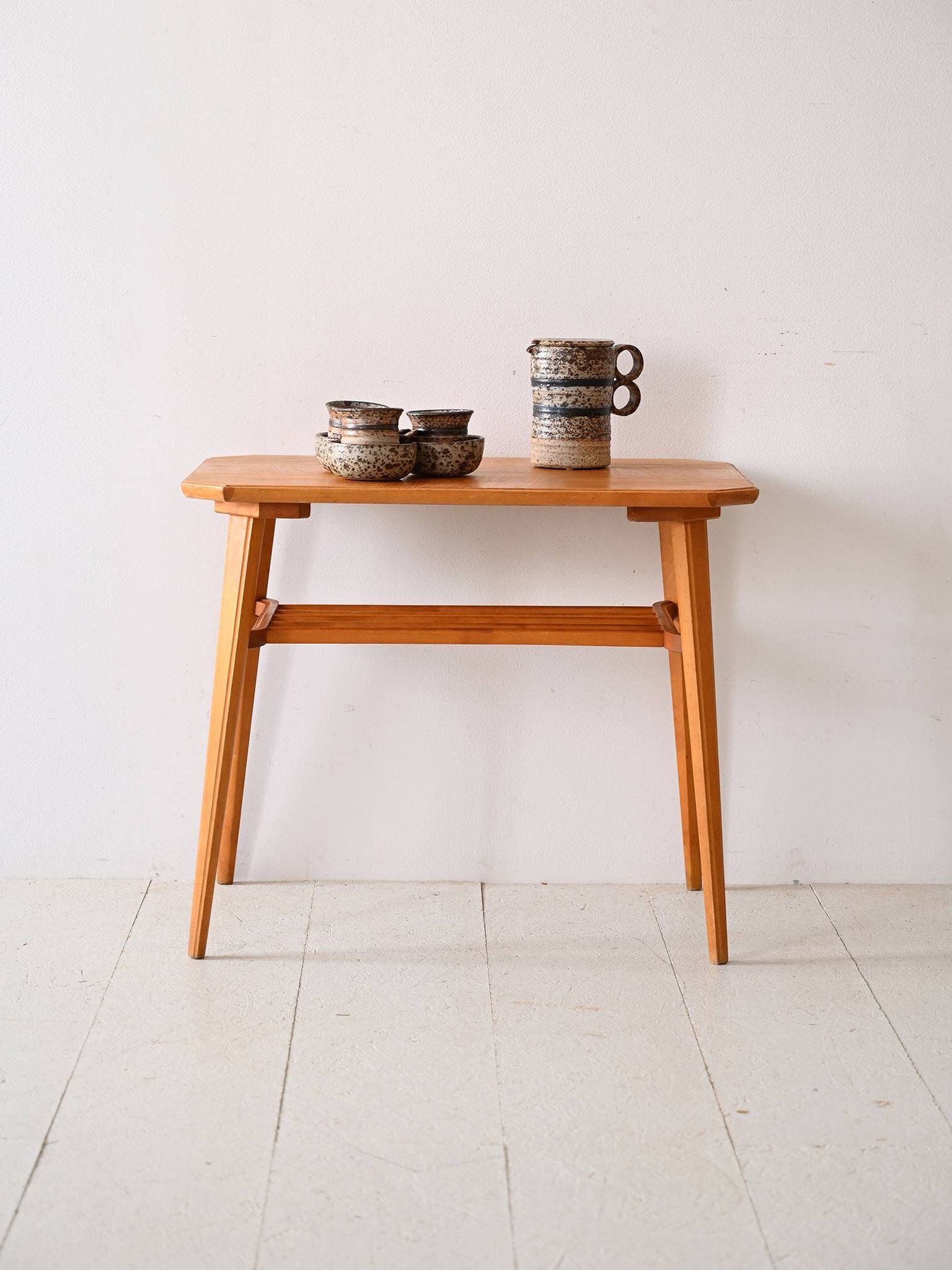 Decorative birch coffee table with magazine rack