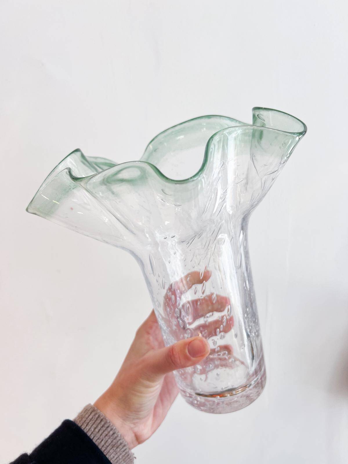 Draped blown glass vase