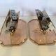 Pair of old brass wall lamps cut glass