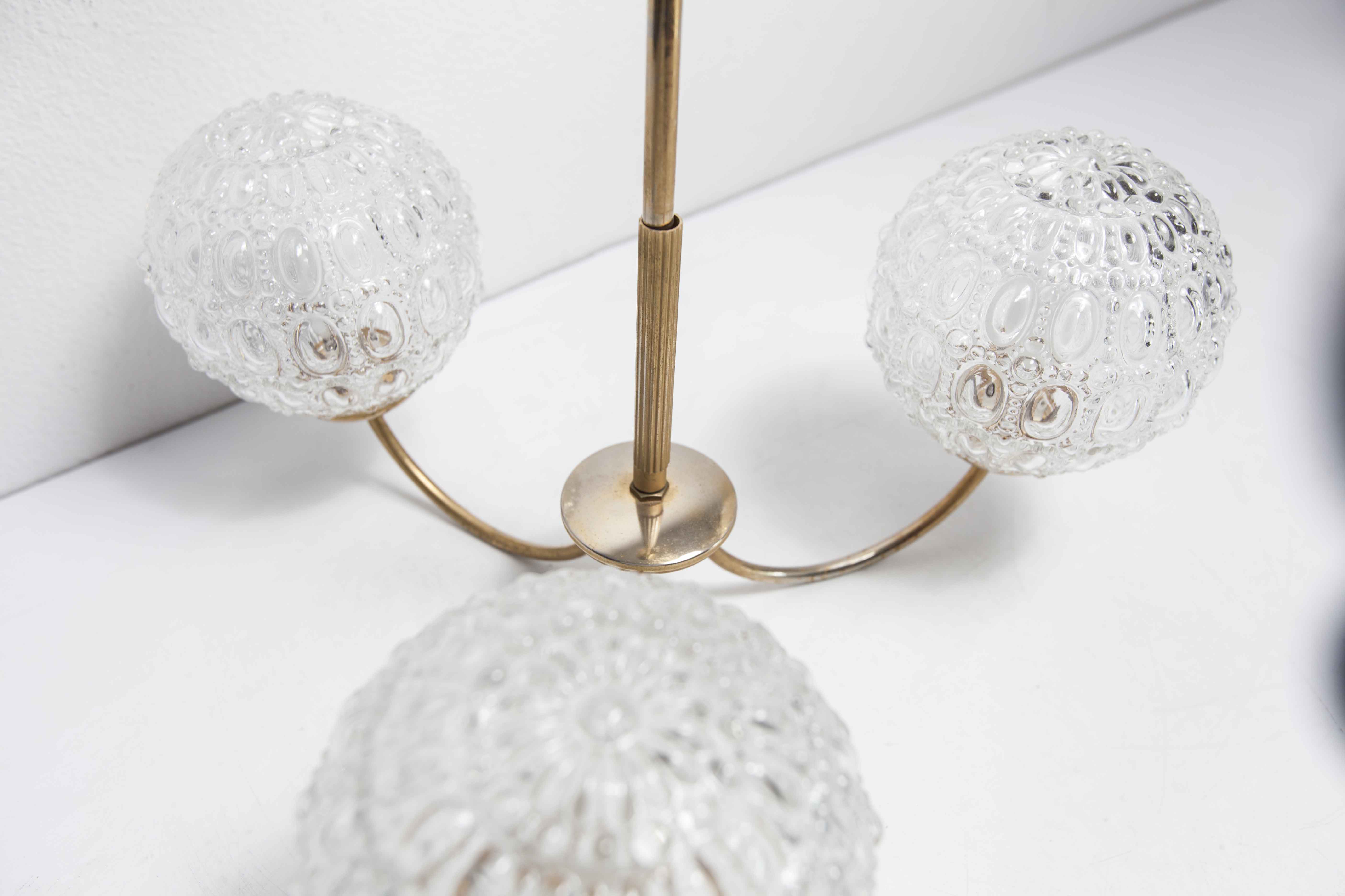 Brass ceiling and glass 3 balls 1960