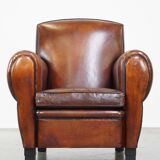 Large design armchair made of sheep leather