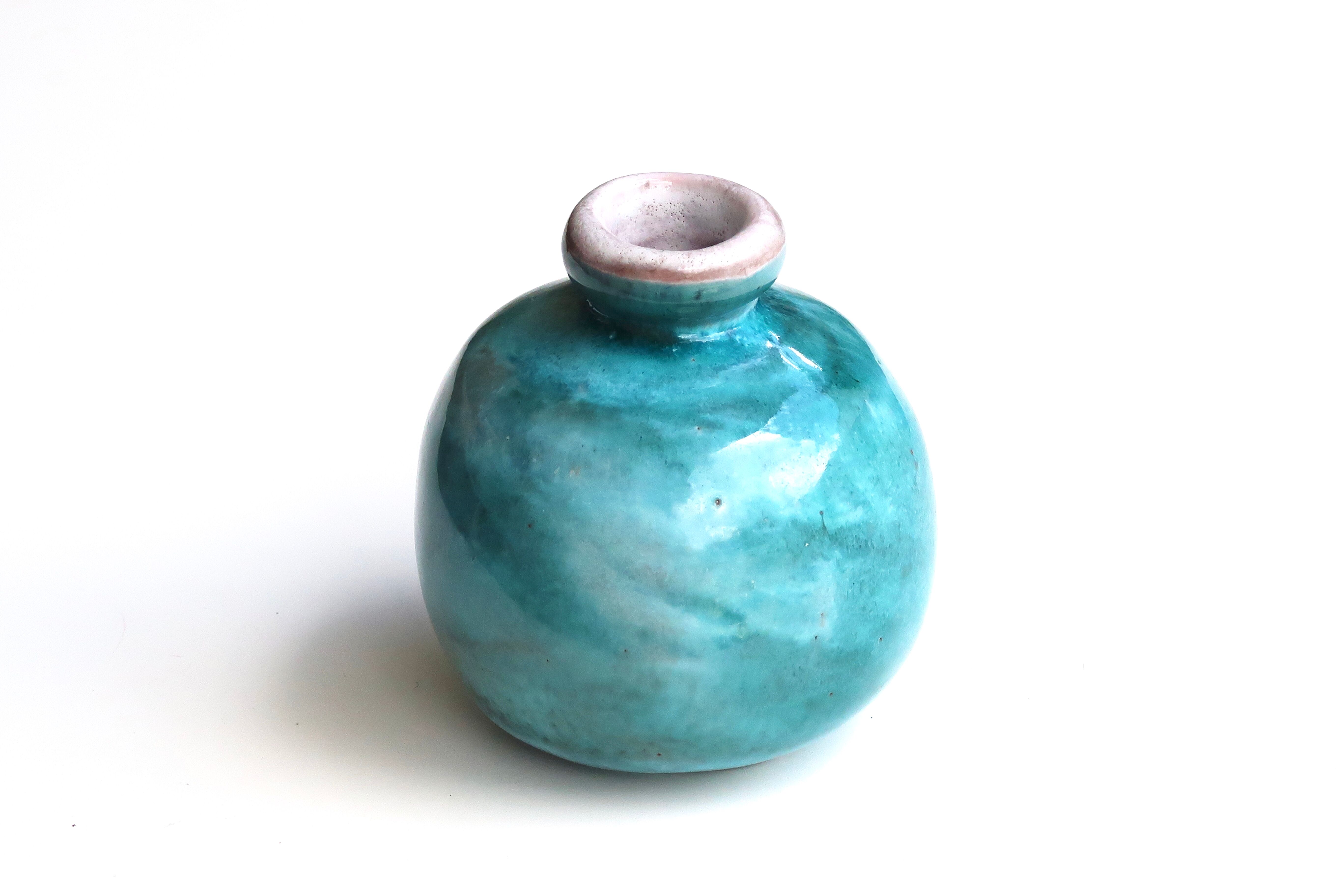 Blue ceramic vase by Jean and Robert Cloutier, 70s