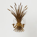 Gilded Italian Hollywood Regency metal wall lamp by Hans Kögl