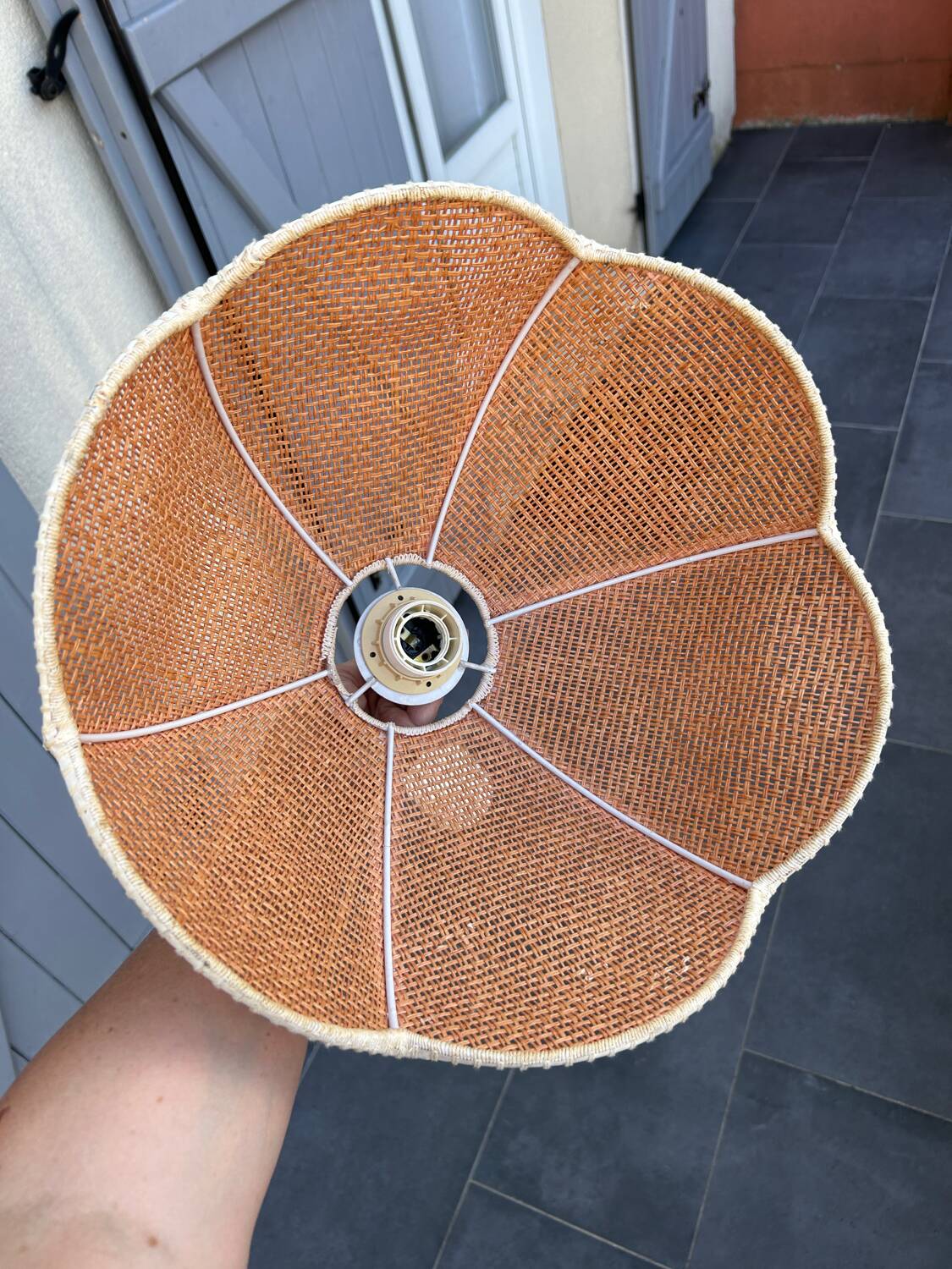 Natural fiber pendant light from the 70s