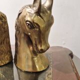 Serre livre têtes de cheval en laiton vintage