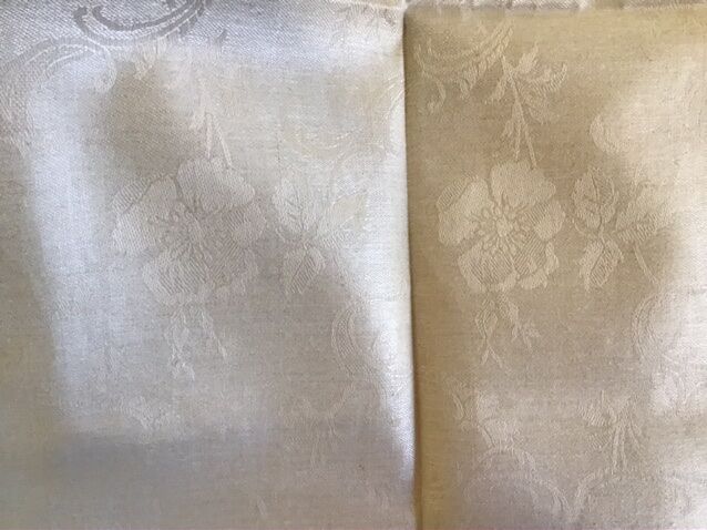 Set of 6 towels in ivory cotton damask