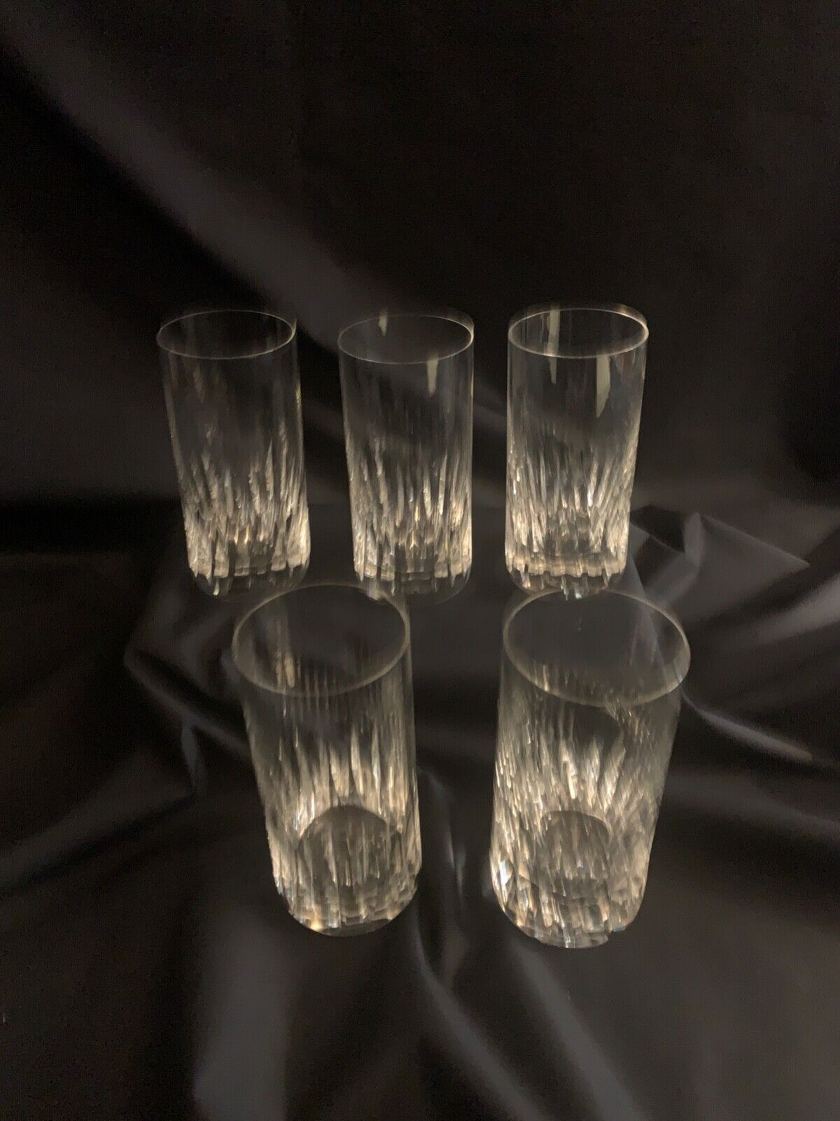5 St Louis crystal orangeade and whiskey glasses, signed