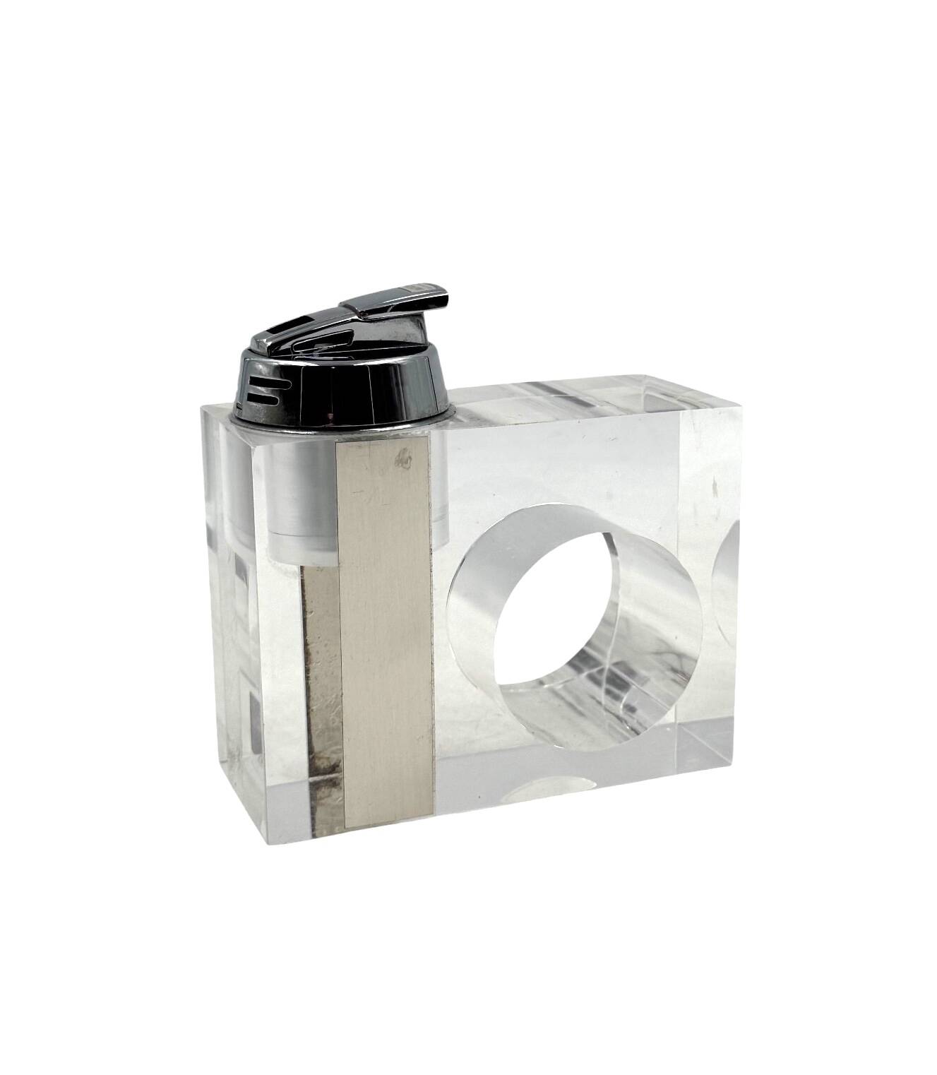 Space age clear lucite table lighter, Italy 1970s