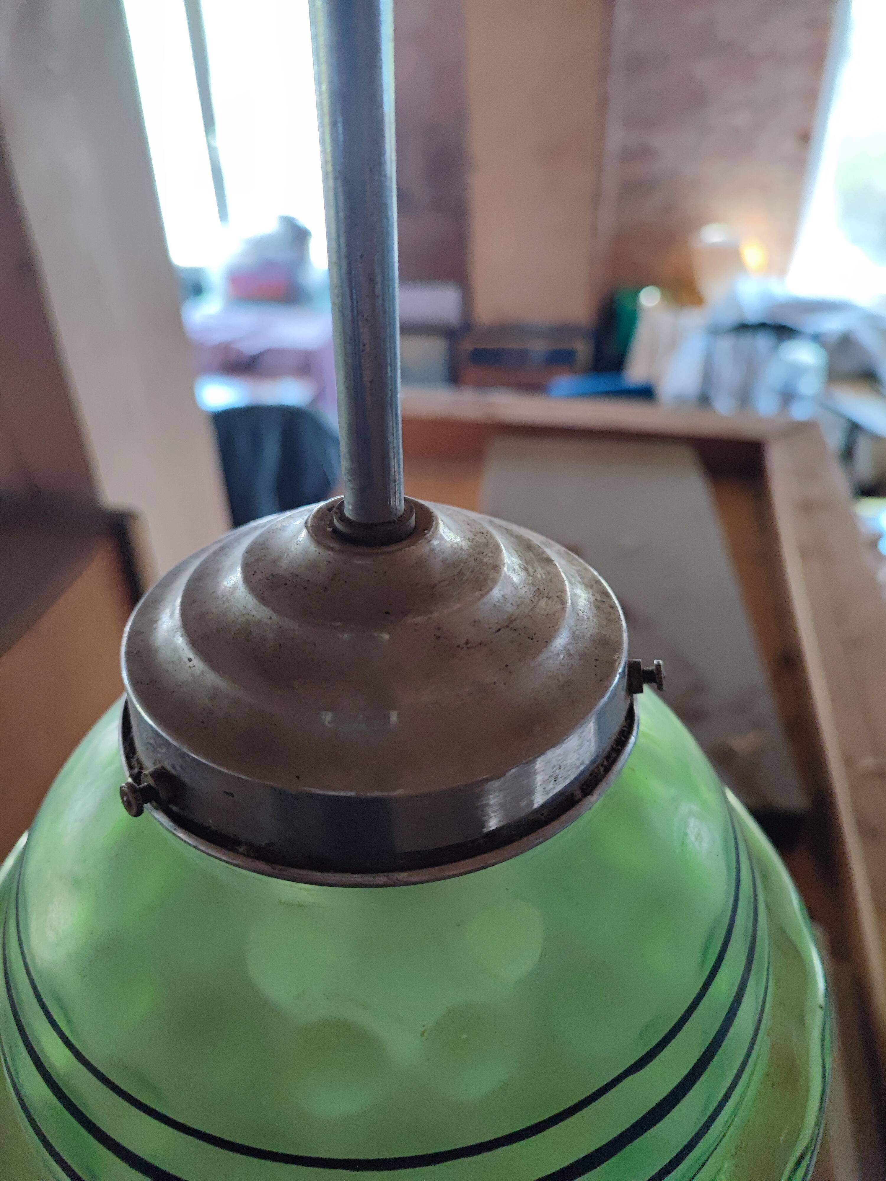Art Deco pendant light with a blown glass globe, 1930s.