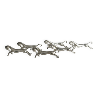 6 silver metal horse knife holders