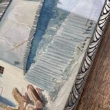 Watercolor 1920, silver carved wooden frame