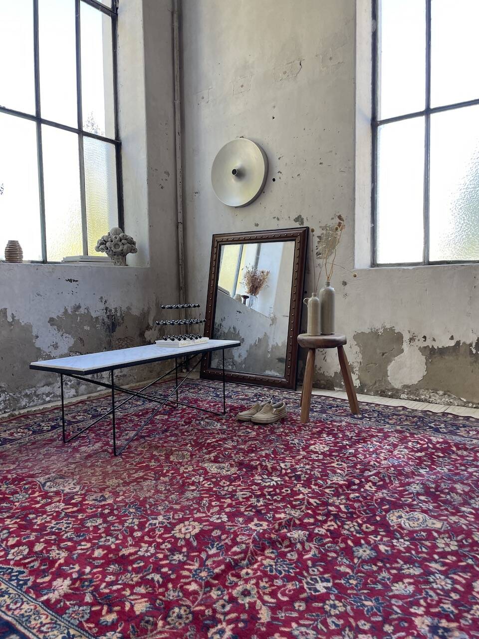 50s coffee table in metal and marble