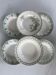 Set of 6 blue and green ironstone deep plates, French earthenware.