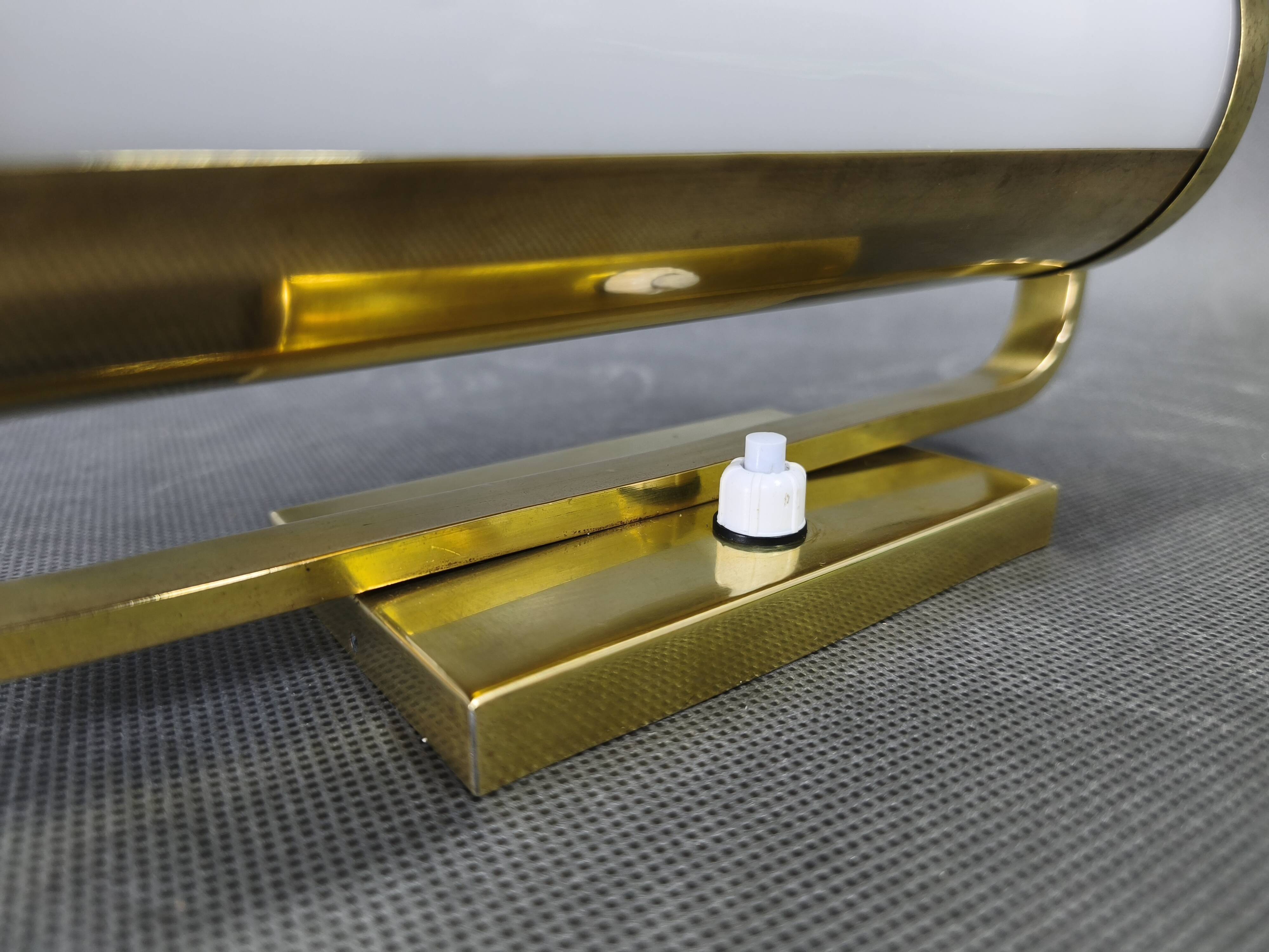 Bauhaus Brass Wall Lamp with Adjustable Glass Shade, 1930s