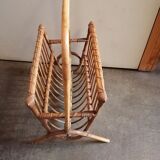 Rattan wicker magazine holder 1970 1960