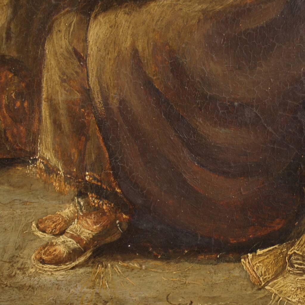 Antique painting on panel depicting Hermit from the 18th century