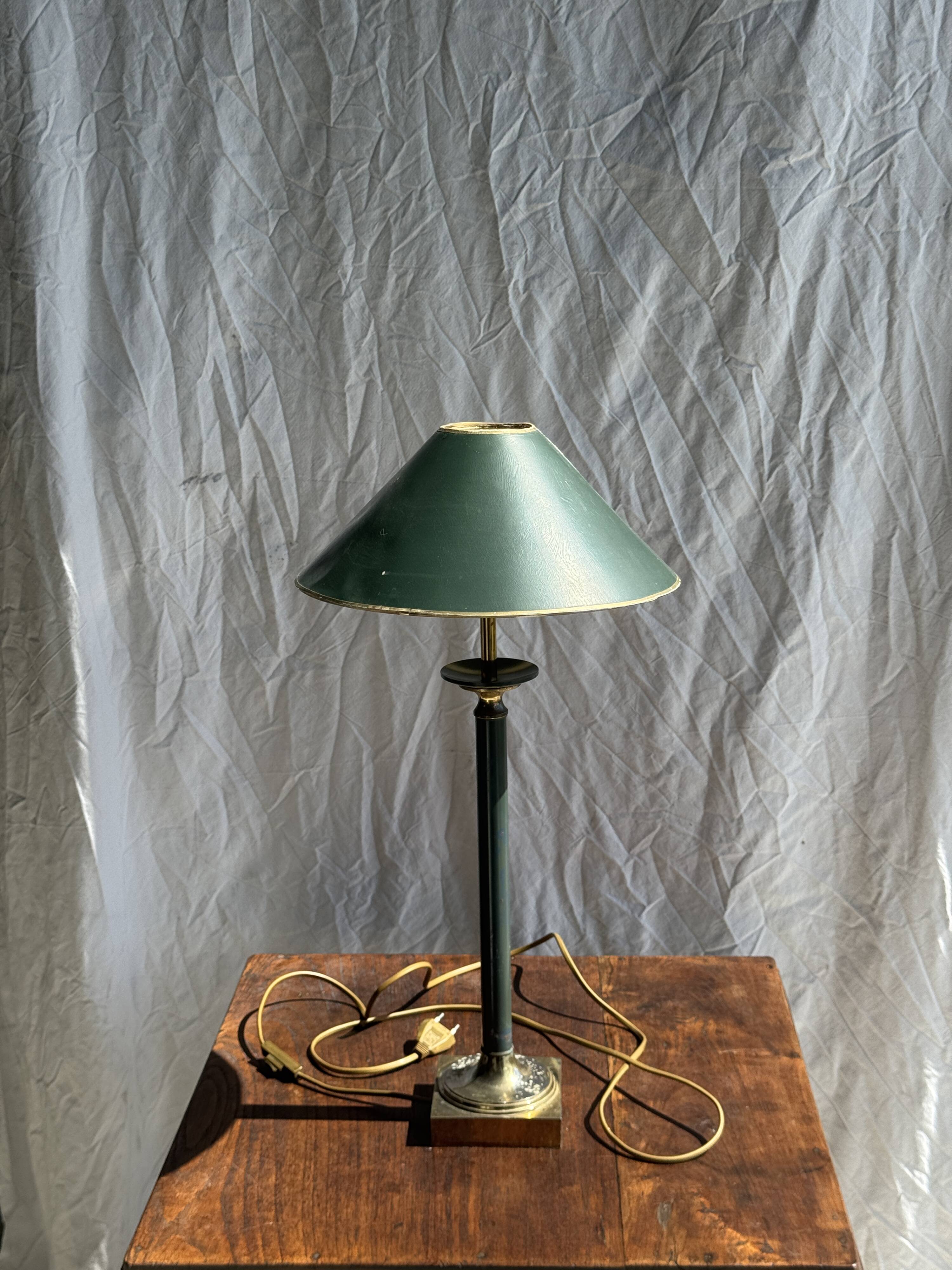 Vintage green and gold table lamp H60 D30