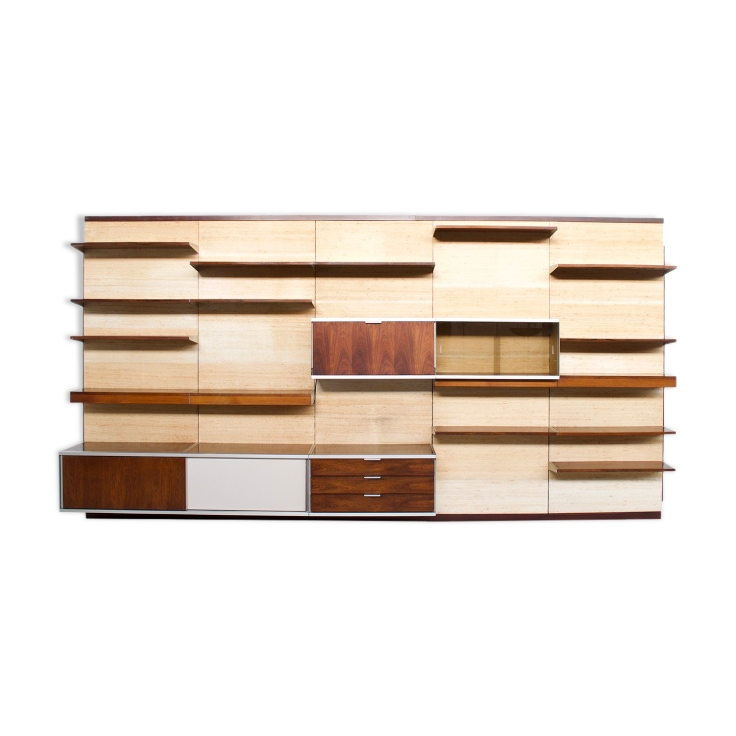 Système mural modulable à panneaux palissandre Georges Frydman années 70 efa éditeur