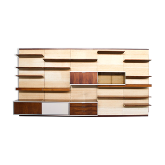 Modular wall system with rosewood panels Georges Frydman 70 years efa editor