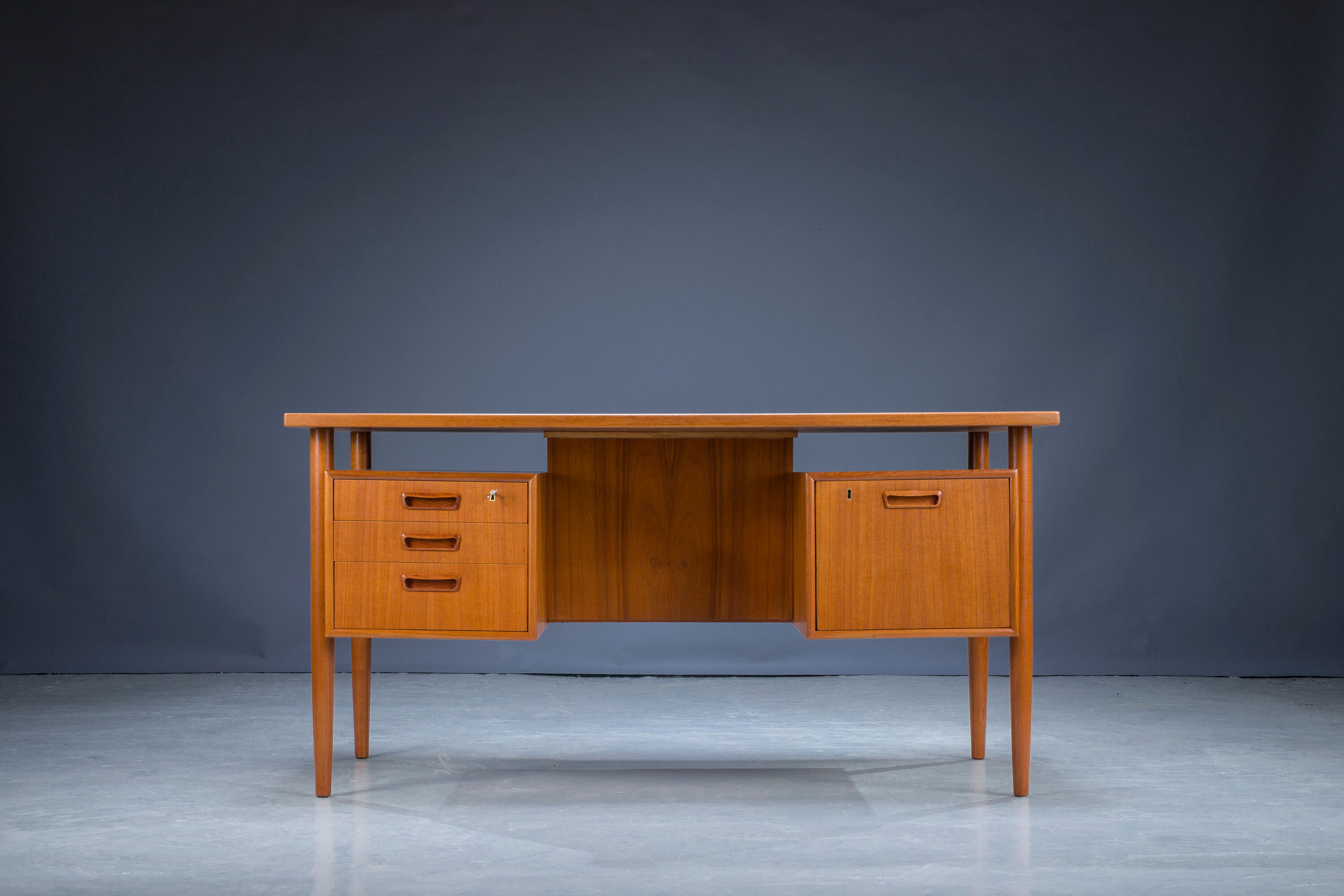 Mid-century Danish teak desk by HP Hansen, 1960s