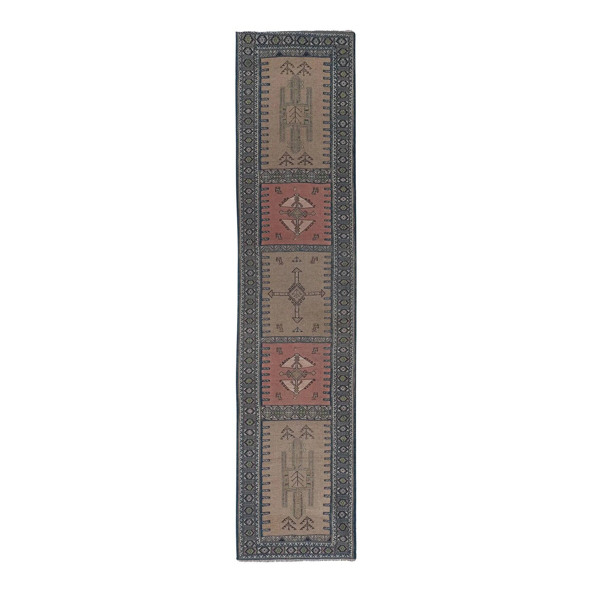 Vintage Turkish hallway rug 95x405 cm