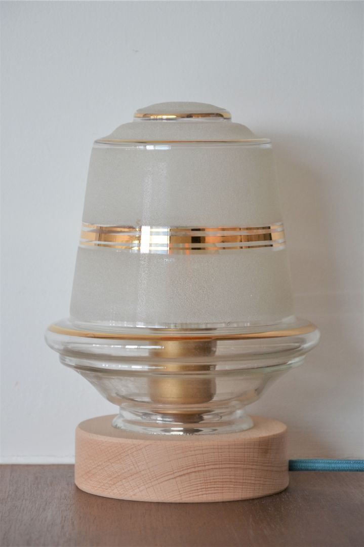 Table lamp glass globe and gilded edging