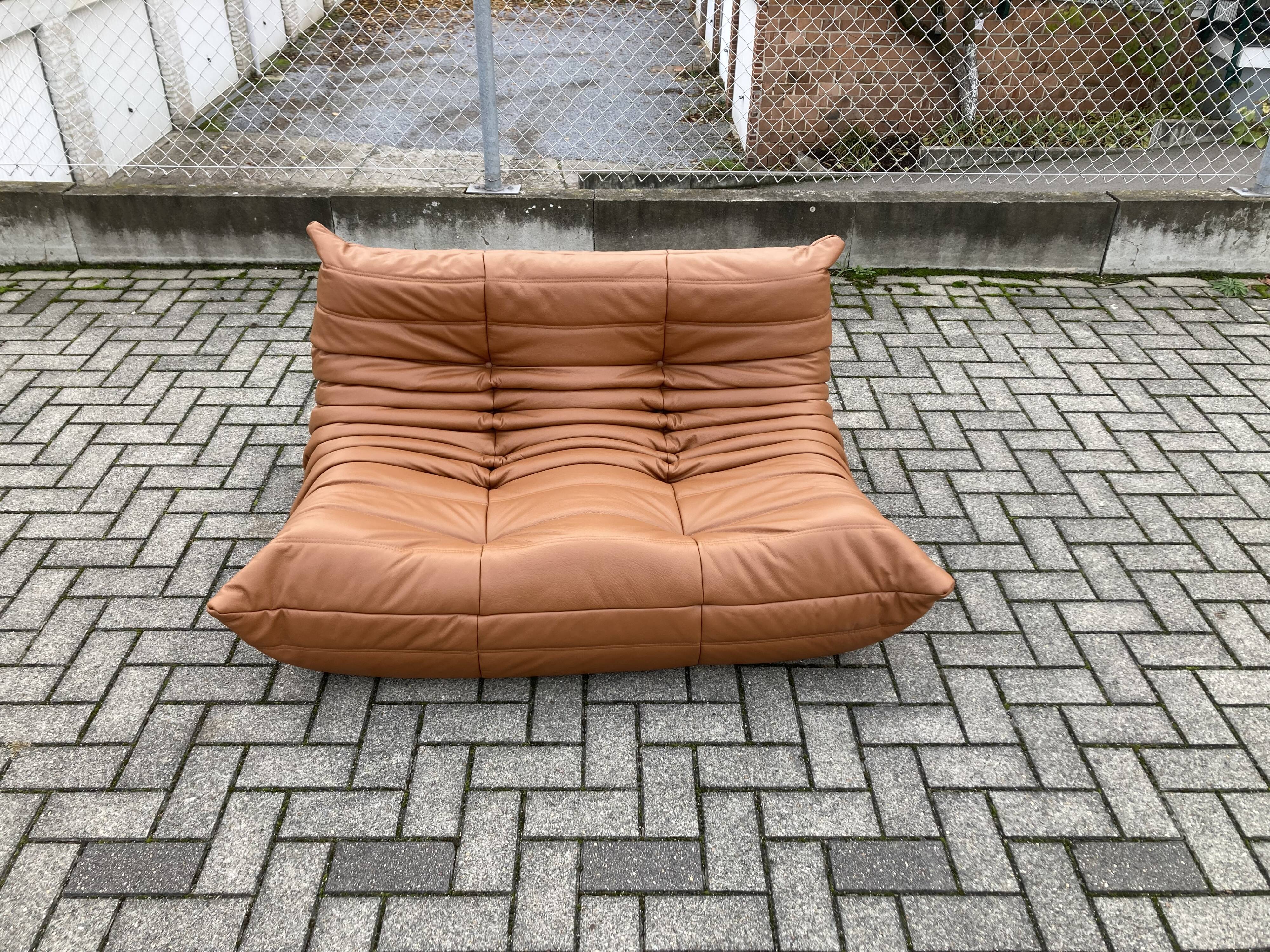 Ligne Roset Togo 2seater, Cognac Leather