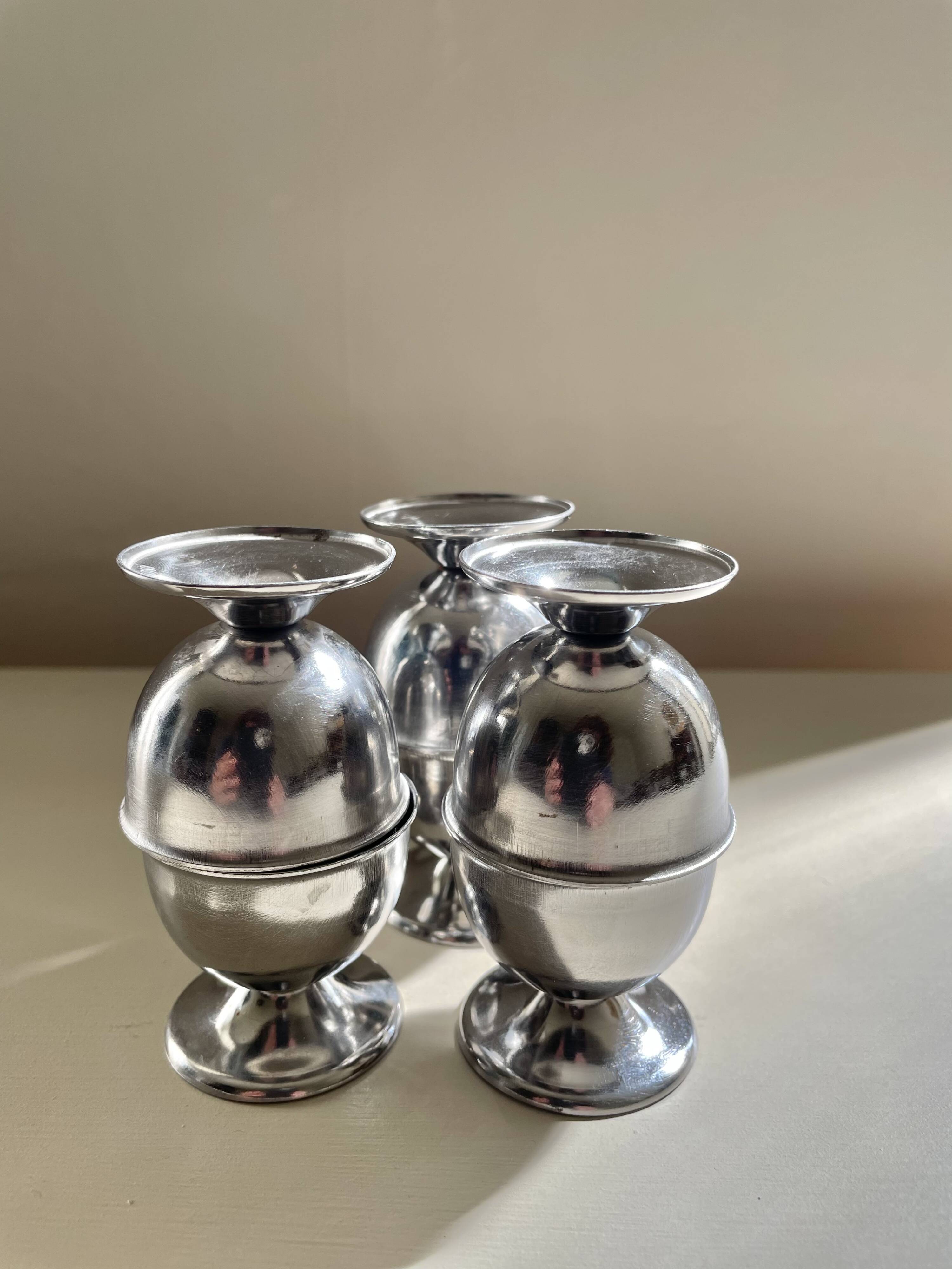 Vintage stainless steel egg cups