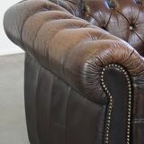 English Chesterfield armchair in sheepskin