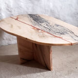 Veined pink marble coffee table