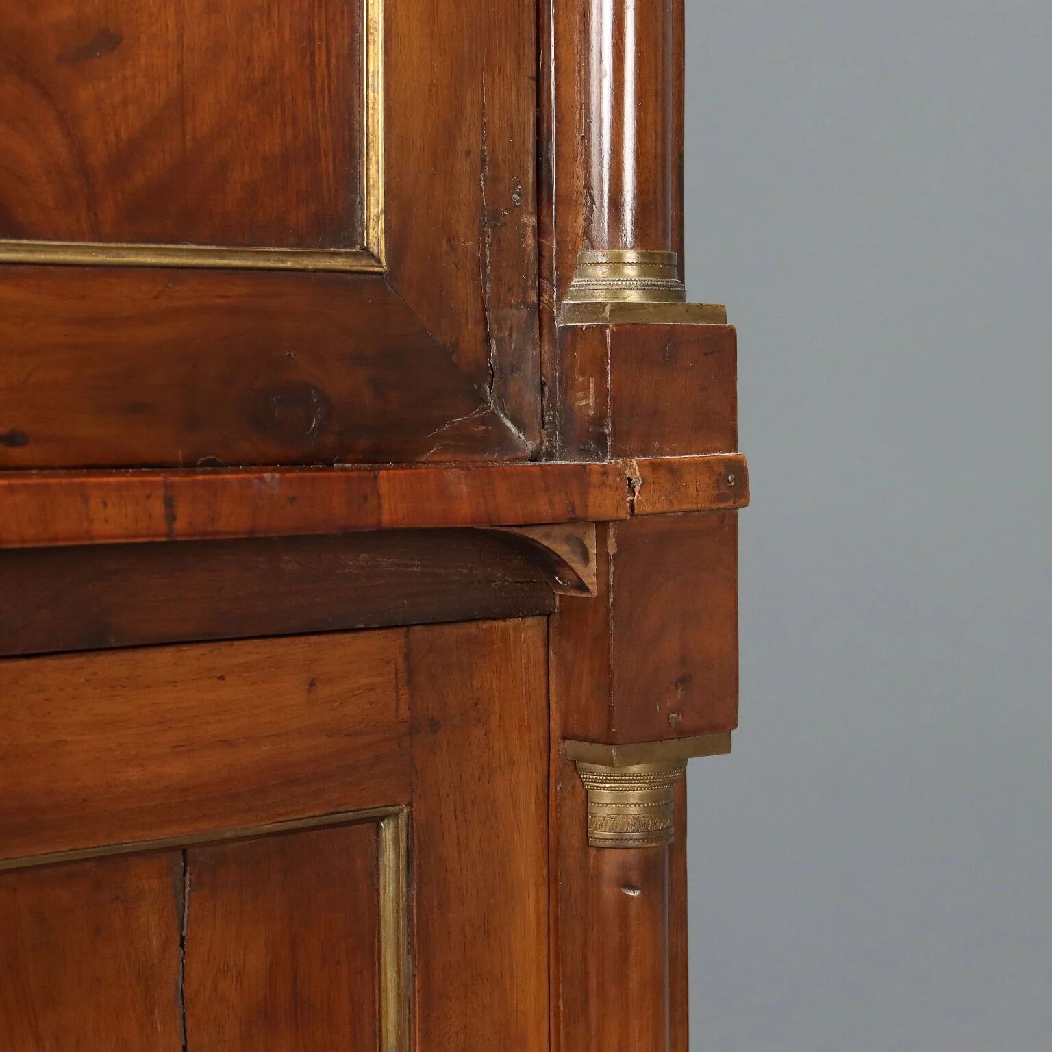 Ancient Empire secretary in walnut and bronze, Italy, 19th century