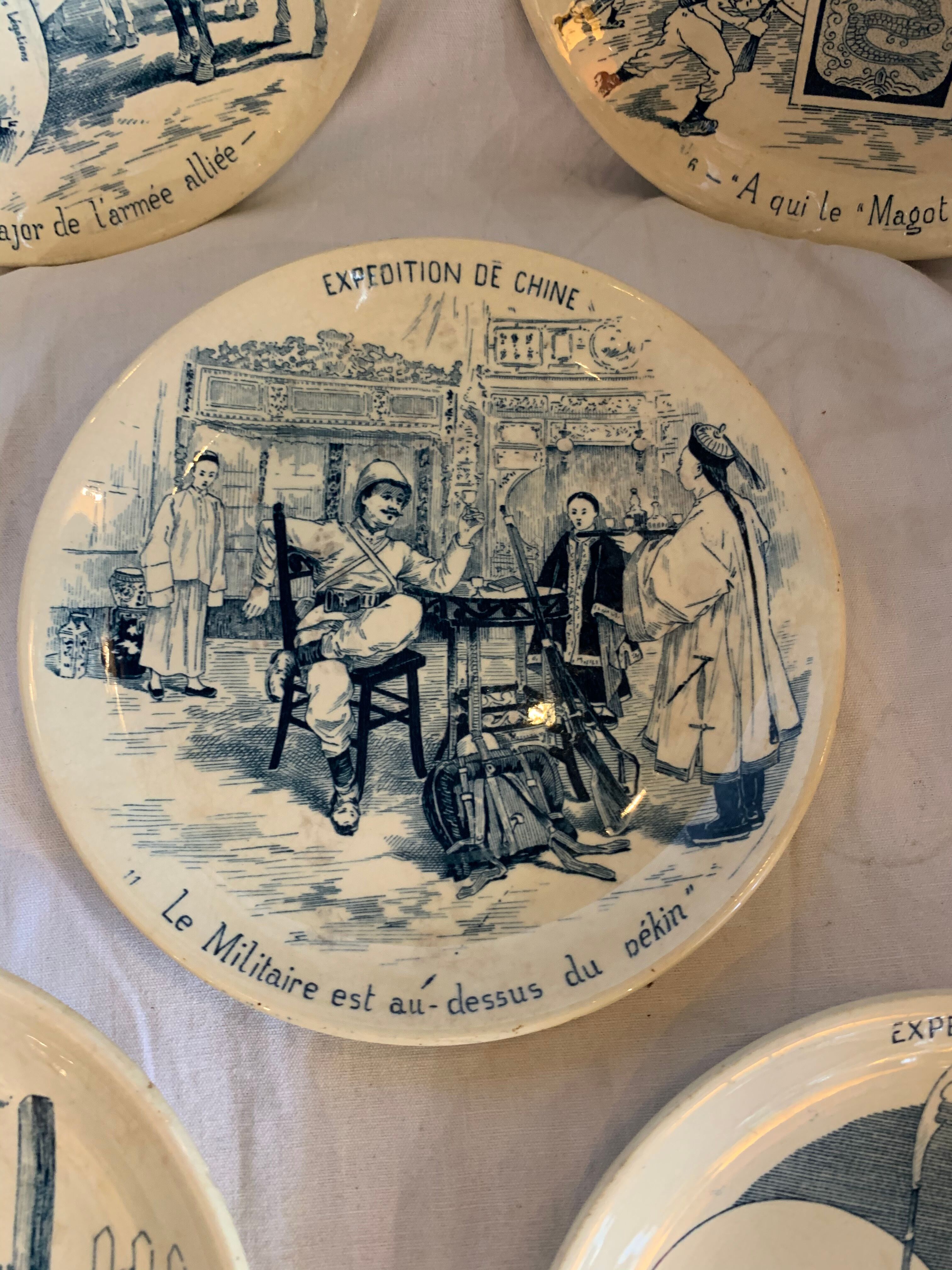 5 sarreguemine themed plates "Theme China"