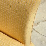 Vintage upholstered fabric toad armchair