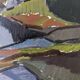 Mid-Century Modern "Meander" Vintage Expressionist River Landscape Oil Painting, Framed