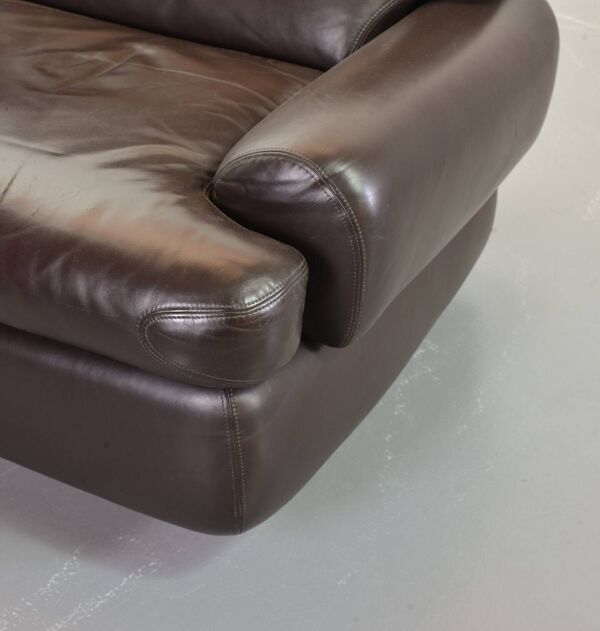 Fauteuils confortables Durlet en cuir marron chocolat, lot de deux, années 70