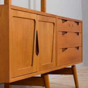 Rival 2 bay free standing teak wall unit with 3 cabinets and 3 shelves by Brodrene Jatogs Norway, Kj