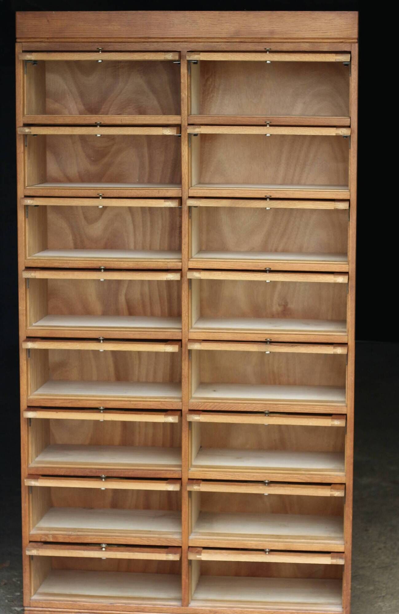 Oak flap cabinet (1930s/40s). Comes from a school.